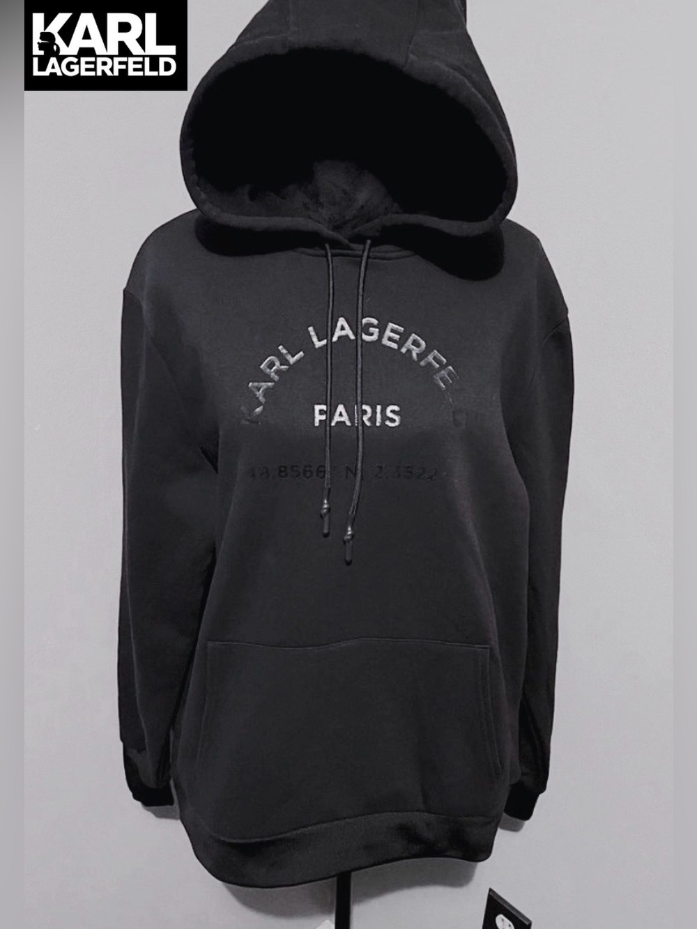 NWT KARL LAGERFELD HOODIE SWEATSHIRT! SADLY 2 BIG. SIZE L!BEAUTIFUL! LUXURY!